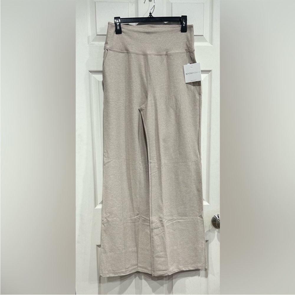 Beyond Yoga XL Spacedye Laid Back Wide Leg Pant Tan Sand Swept Heather NWT